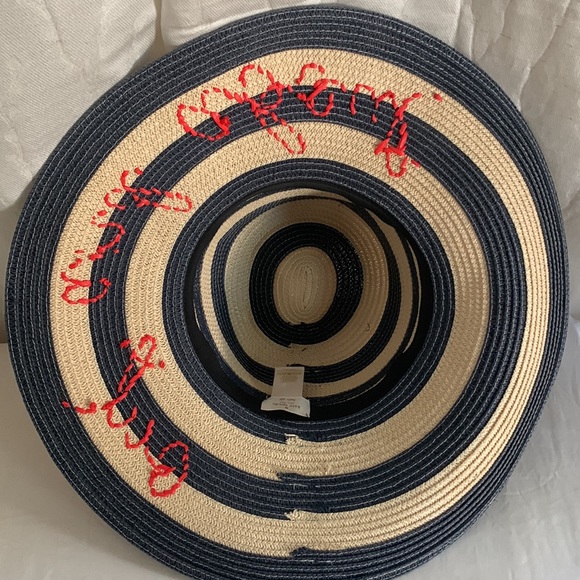 Kate Spade New York Navy Blue Striped Raffia Sun Hat main image 5